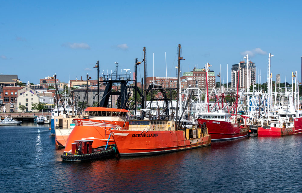 Orange commercial vessel