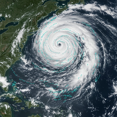Satellite view of massive swirling Atlantic storm